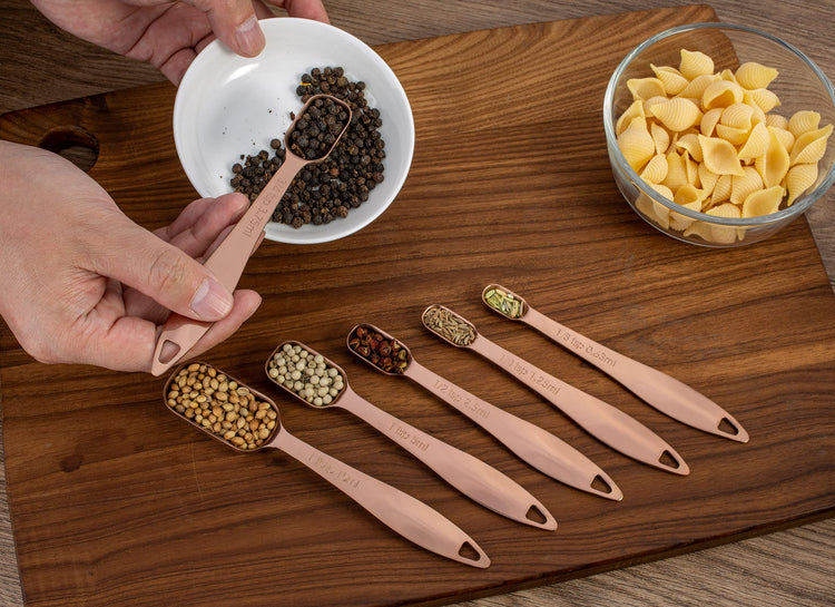 6-Piece 18/8 Stainless Steel Measuring Spoons Set, Rose Gold