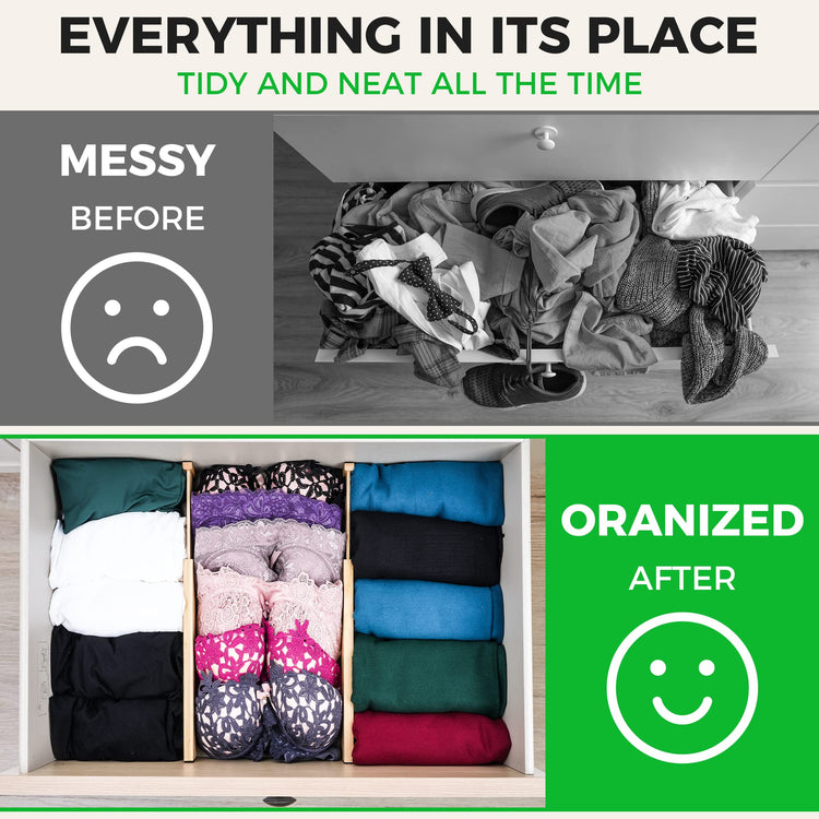 4 Pack Bamboo Drawer Dividers Organizer with Inserts 2.6'' High (4 Count)