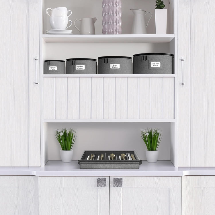 Sorbus China Storage Container – Dinnerware Organizer for Bowl Plate Storage with Lid (Holds Service for 12) with Felt Protectors – 9" x 6"