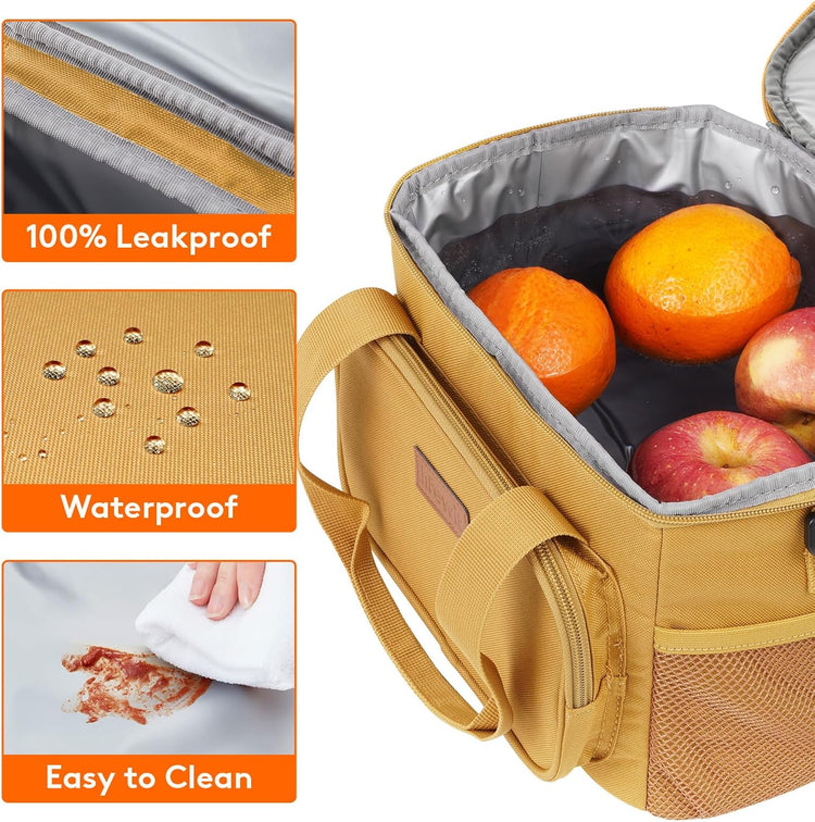 Lifewit Medium Lunch Bag Insulated Lunch Box Soft Cooler Cooling Tote for Adult Men Women, Brown 12-Can (9L)