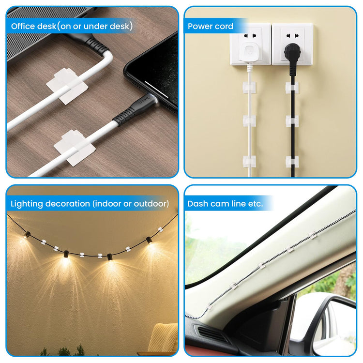 30 Pcs Adhesive Cable Clips for Cord Management Under Desk Nightstand Phone PC Charger Plug Speaker TV Cord Holder Keeper Hook Wall Wire Organizer Car Dash Cam Ethernet Christmas Light (30 .)