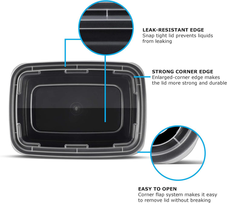 Freshware Meal Prep Containers 1 Compartment Food Storage Containers with Lids, Bento Box, BPA Free, Stackable, Microwave/Dishwasher/Freezer Safe (28 oz), 50 Count (Pack of 1)
