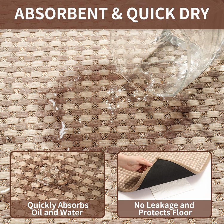 Kitchen Rugs Kitchen Mats for Floor Non Slip Washable Brown 17"x30" (5.78 Sq Ft)