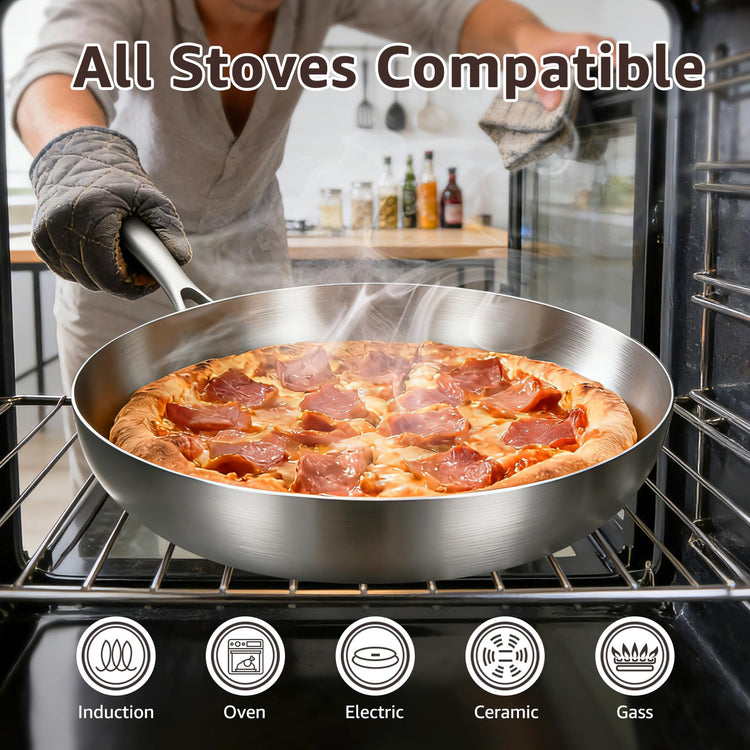 8.5 12 Stainless Steel Pans Set with Lids