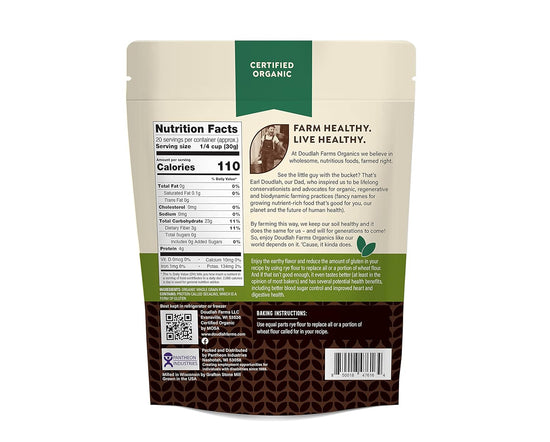 Organic Rye Flour 1.5 lb - Non-GMO, USDA Organic, Low Gluten, Vegan, For Baking, Cooking, Supports Heart Health & Digestion, USA Grown, Farmed From Regenerative Soil by Doudlah Farms - Nestoria