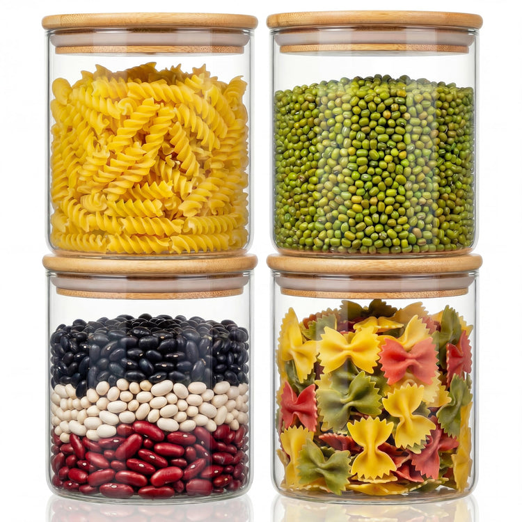 21 oz Glass Jars with Bamboo Lids (4 Count)