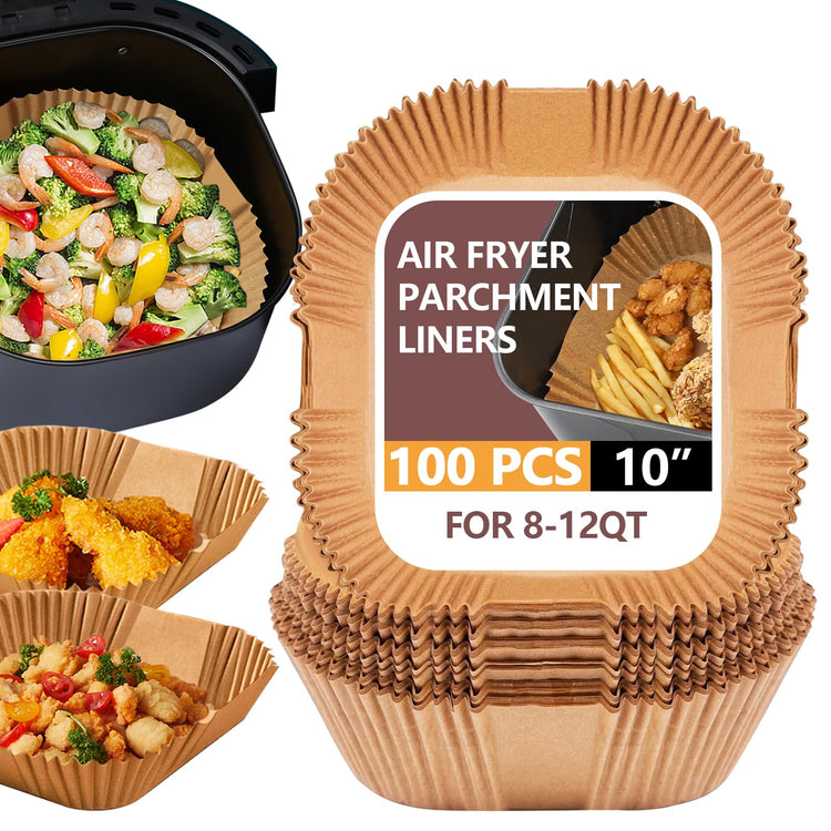 XL10 Inch Disposable Air Fryer Liners 100 Pack Parchment Paper