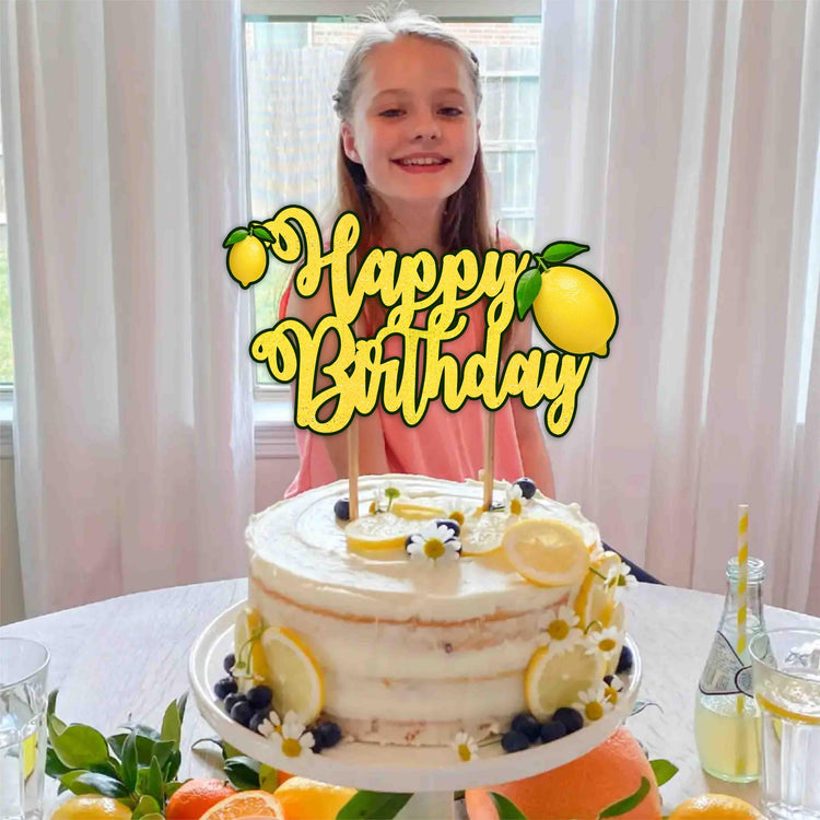 Lemon Happy Birthday Cake Topper