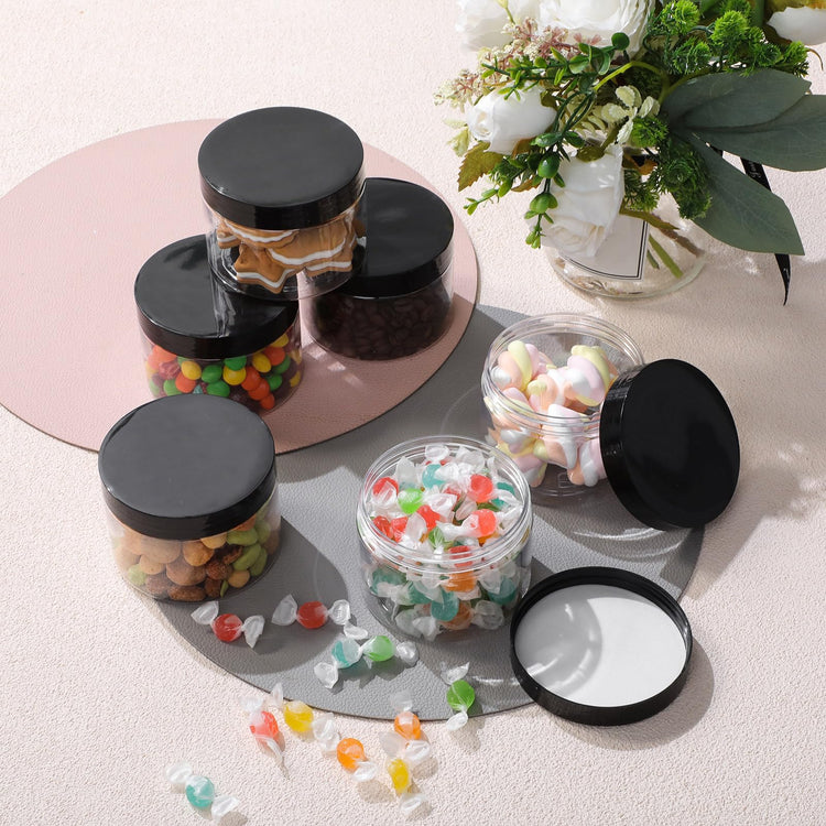 6 Pack 10 oz Plastic Jars Containers with Lids Wide