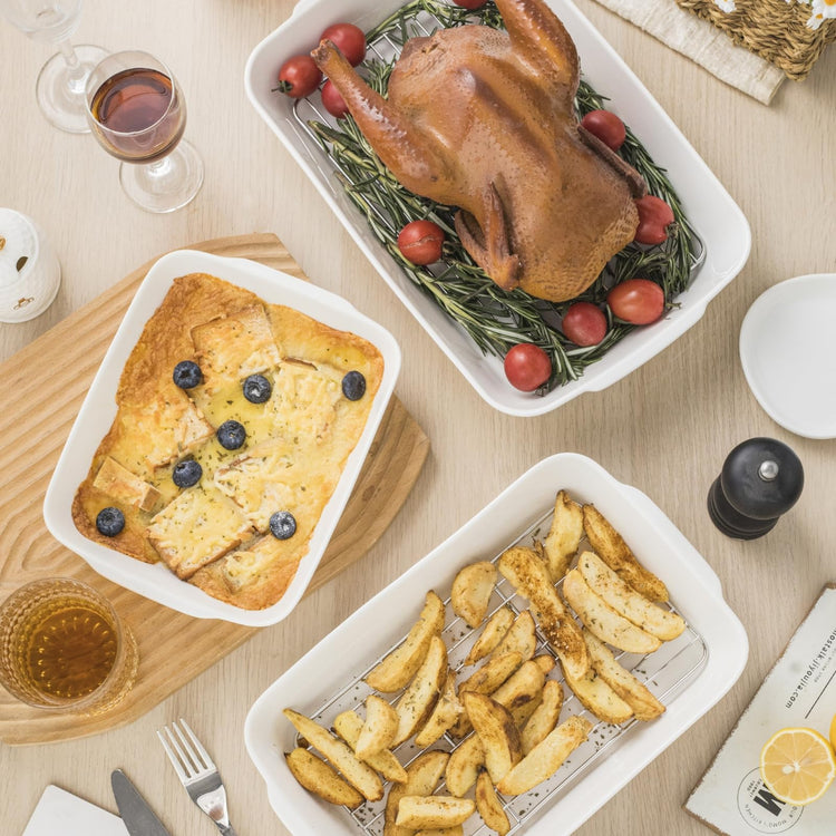 HOMBENE 3 QT Wide Ceramic Baking Dish