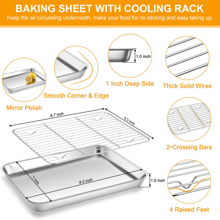 Mini Baking Sheet with Wire Rack for Toaster Oven