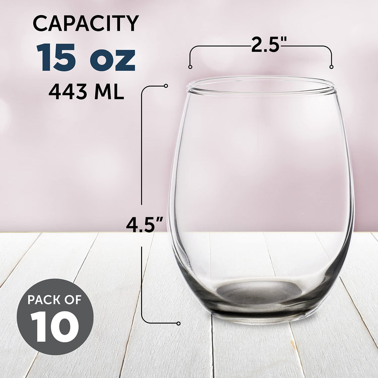 Stemless Wine Glasses in Bulk by ARC Perfection (10 Count)