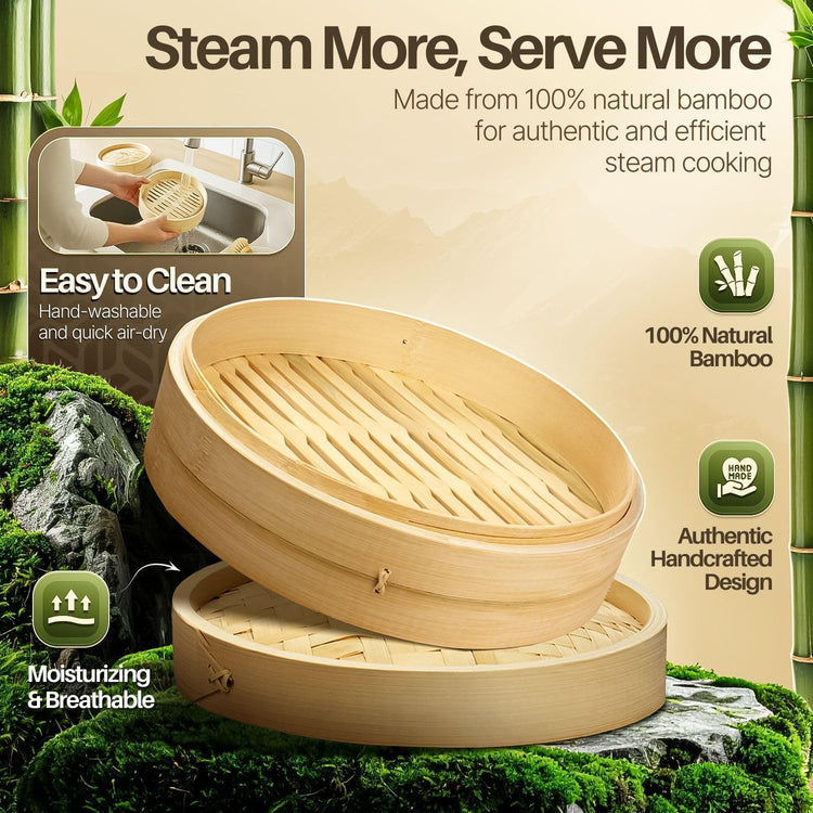 Bamboo Steamer Basket Set