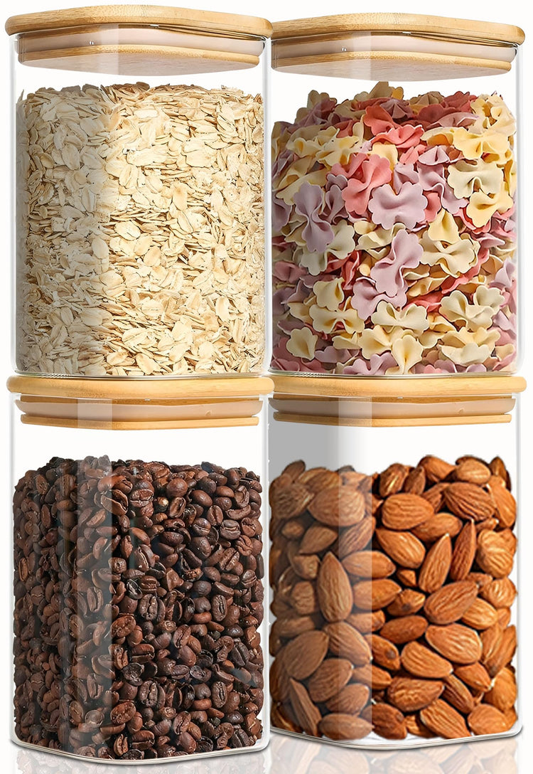 1.2Qt Square Glass Jars (4 Count)