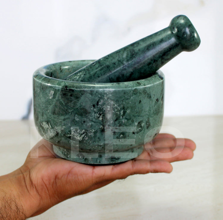 5" Diameter Natural Stone Mortar and Pestle Set as Spice Grinder