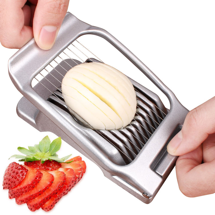 Egg Slicer for Hard Boiled Eggs Egg Cutter Strawberry Slicer Heavy Duty Aluminium Slicer Stainless Steel Wire Multipurpose Egg Slicer Dicer for Soft Fruit Mushroom