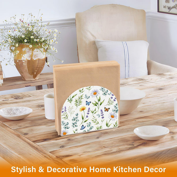 Wildflowers Butterflies Botanical Napkin Holder for Table Paper Napkins Holder Acrylic Tissue Dispenser Kitchen Dining Room Bathroom Party Car Decor