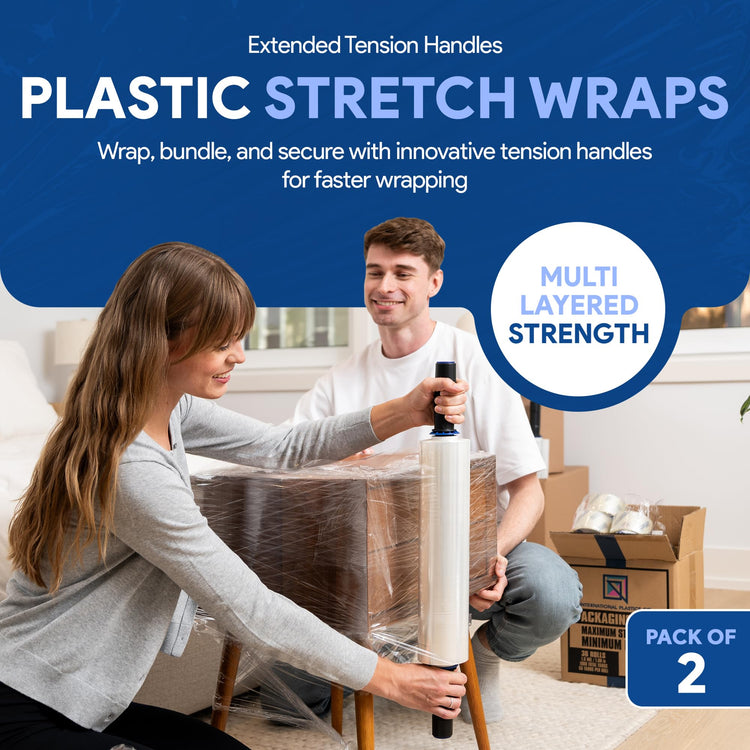 15" Plastic Stretch Wrap with Tension Handles (2 Count)