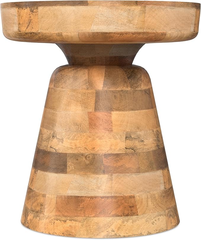 SIMPLIHOME Robbie Accent Table - 16 inch Wide Solid Mango Wood End Table in Natural, Boho Contemporary Rustic Side Table for Living Room or Bedroom with Multipurpose Function, Assembled