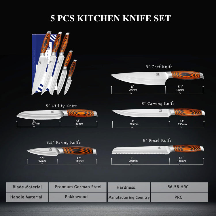 5pcs Knife Set Kitchen Utensils Knife (5 Count)