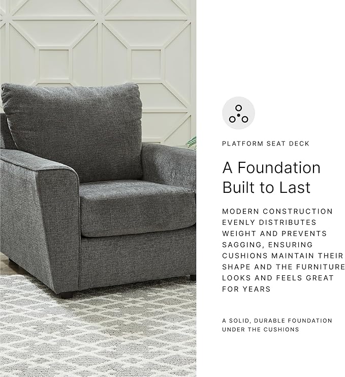 Signature Design by Ashley Stairatt Contemporary Square Upholstered Chair, Gray