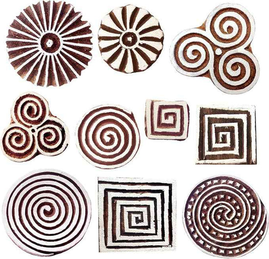 Royal Kraft Wooden Stamps – Mehndi Print Blocks (Set of 10) & Geometric Pattern Stamps (Set of 10) for Block Printing on Saree Border, Fabric, Textile, Clay, Pottery, Tattoo & DIY Crafts Bulk01_20