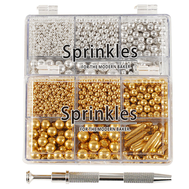 Gold and Silver Sugar Sprinkles (4.58 Ounce)
