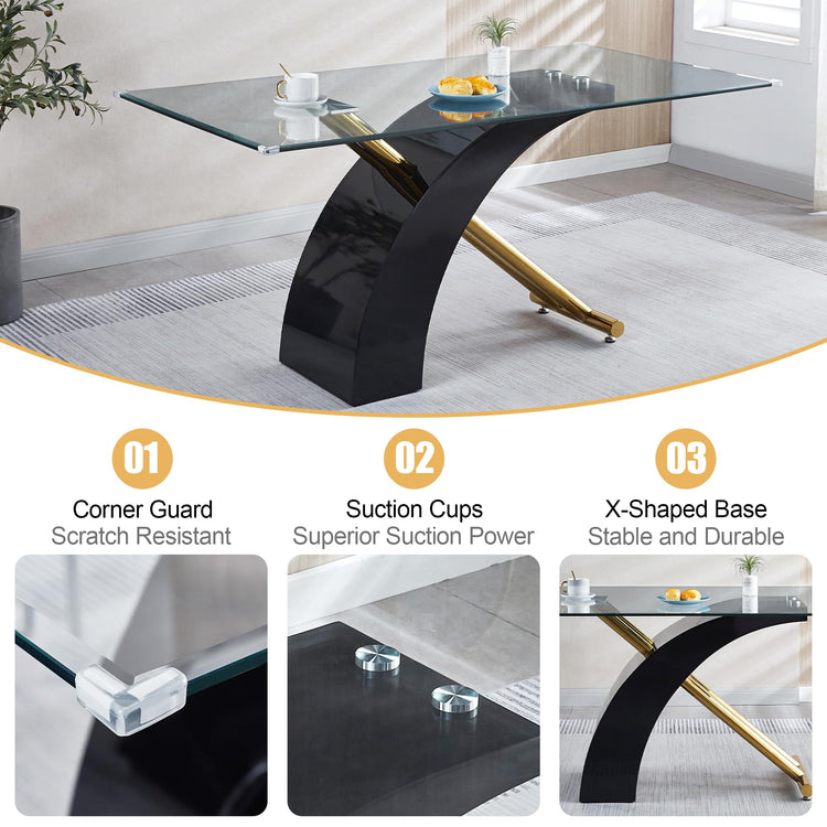 7 Piece Glass Dining Table Set for 6