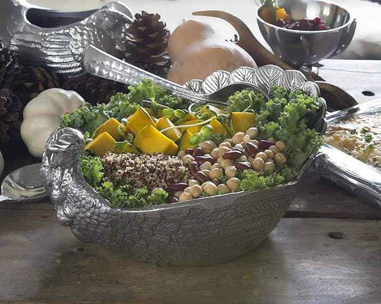 Arthur Court Serving Salad Bowl Turkey Large Thanksgiving Table Serving Bowl Fruit Bowl Statement Piece 13 inch Long x 10.5 inch Wide