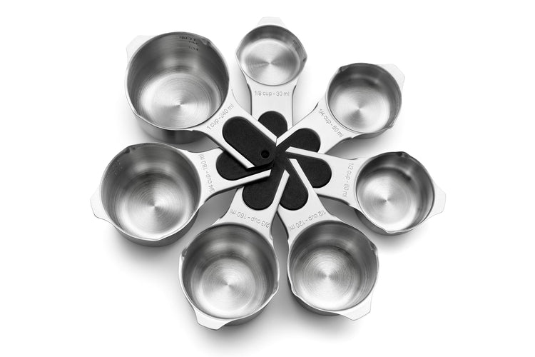 Magnetic Stainless Steel Measuring Cups Set of 7 Patented Black (7 Count)