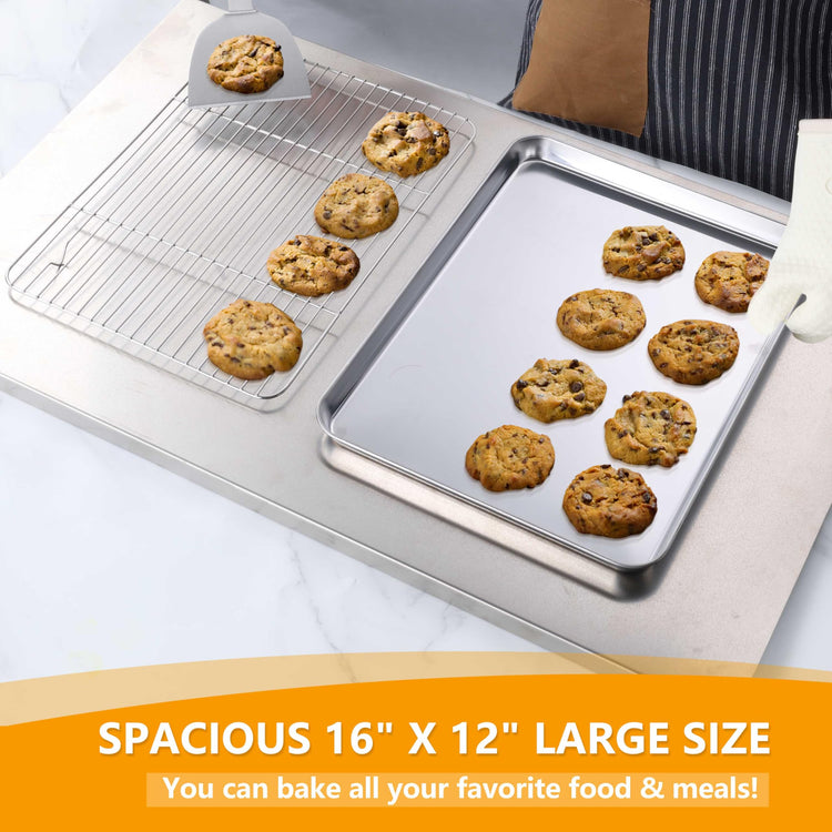 16x12 Inch Baking Sheet with Wire Cooling Rack