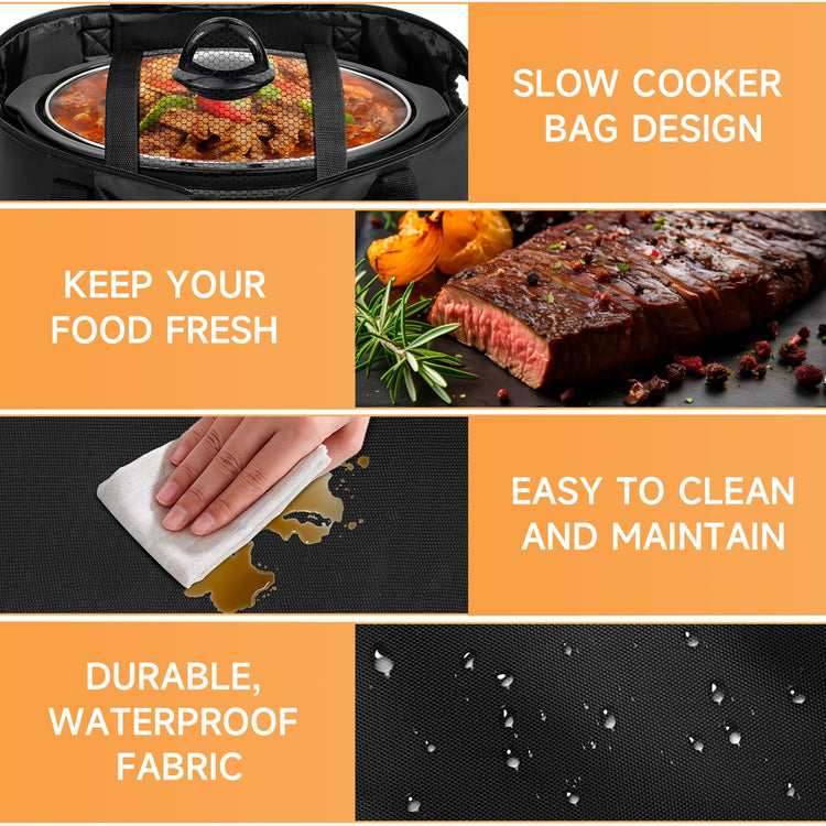 Double Layer Slow Cooker Travel Bag Compatible with 6