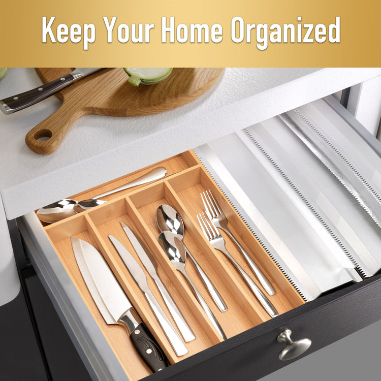 Silverware Organizer Kitchen Drawer Organizer Utensil Organizer Bamboo Silverware Holder Cutlery Organizer in Drawer Flatware Organizer Tray