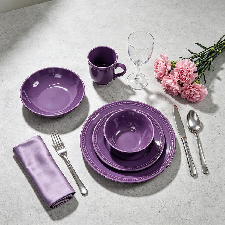 HomeVSS 20 Piece Pearl Dots Stoneware Dinnerware Set
