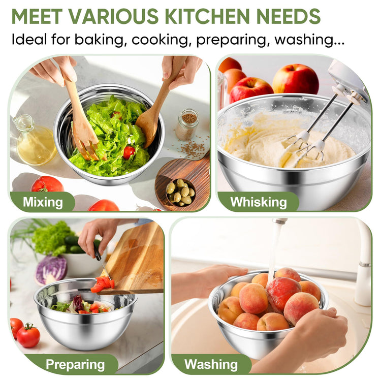 Mixing Bowls 3PCS Stainless Steel Serving Salad Bowls (3 Count)