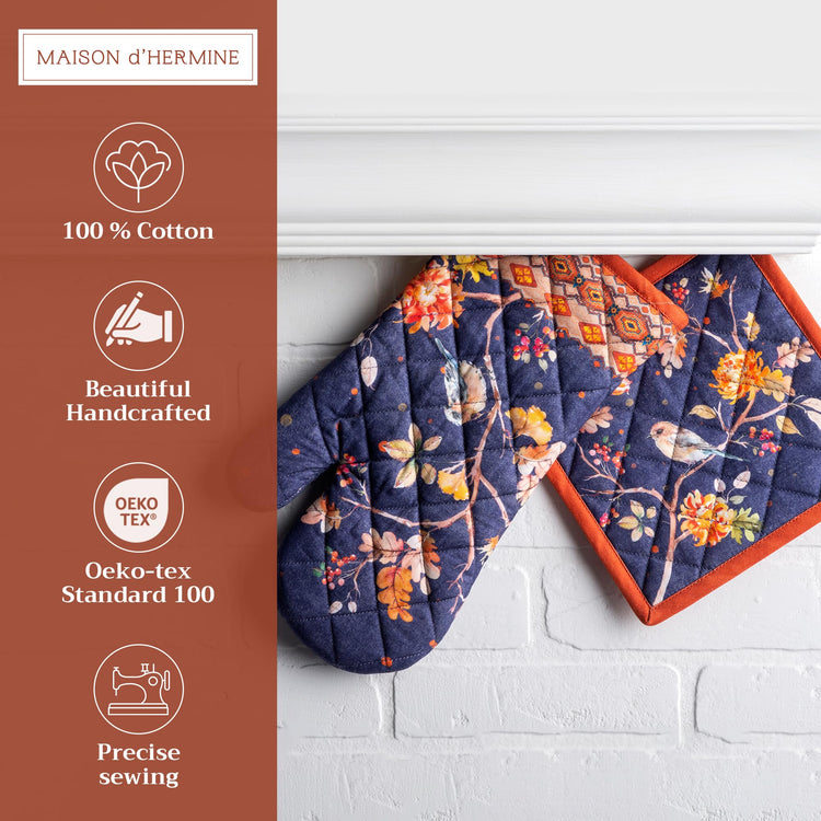 100% Cotton Oven Mitt & Pot Holder Set