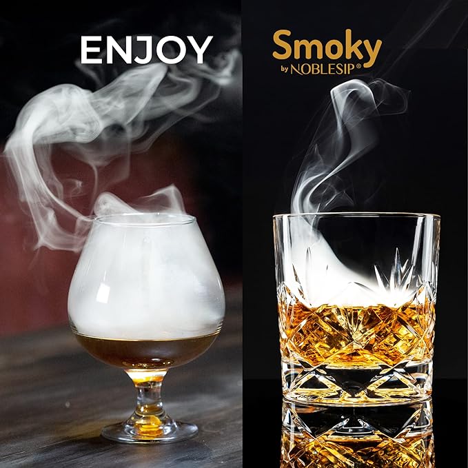 NOBLESIP® New Whiskey Smoker 𝗣𝗥𝗘𝗠𝗜𝗨𝗠 Electric Kit. Innovative Automatic Smoking, no fire Torch Needed. Easily Make Aromatic Smoked Cocktails, Bourbon, Old Fashioned. Smoky E - bar Gift Box Set