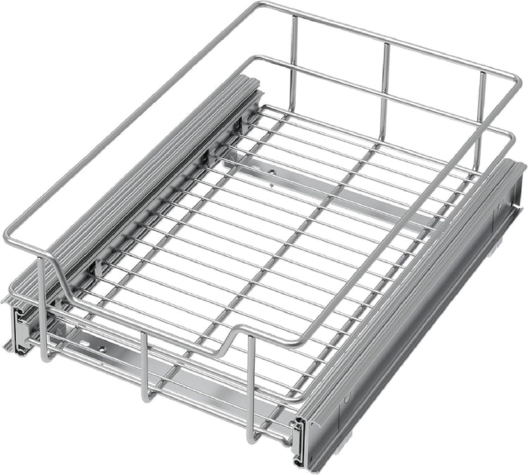 Pull Out Cabinet Organizer 11" W X 22" D, Slide Out Drawers For kitchen organizers and storage, Pull Out Drawers For Cabinets Capacity Heavy Duty Caddy, Cabinet Shelves Chrome-Plated, Bathroom Pantry