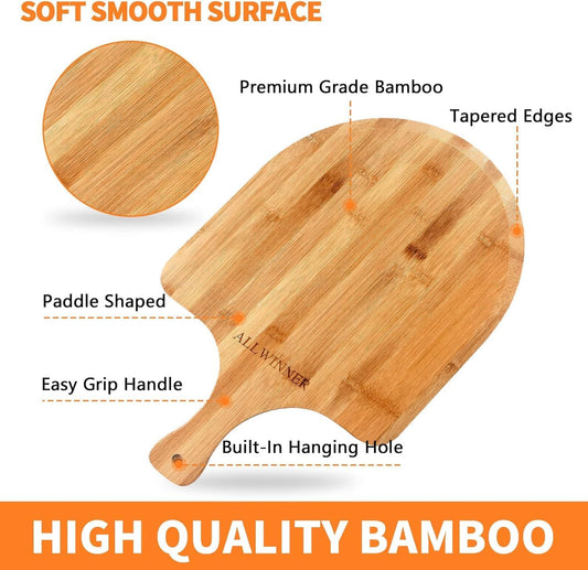Pizza Peel 12 Inch, 2 Pack Bamboo Pizza Paddle, Wooden Pizza Peels for Making Pizza, Pizza Bread Pie Cutting Board for Kitchen