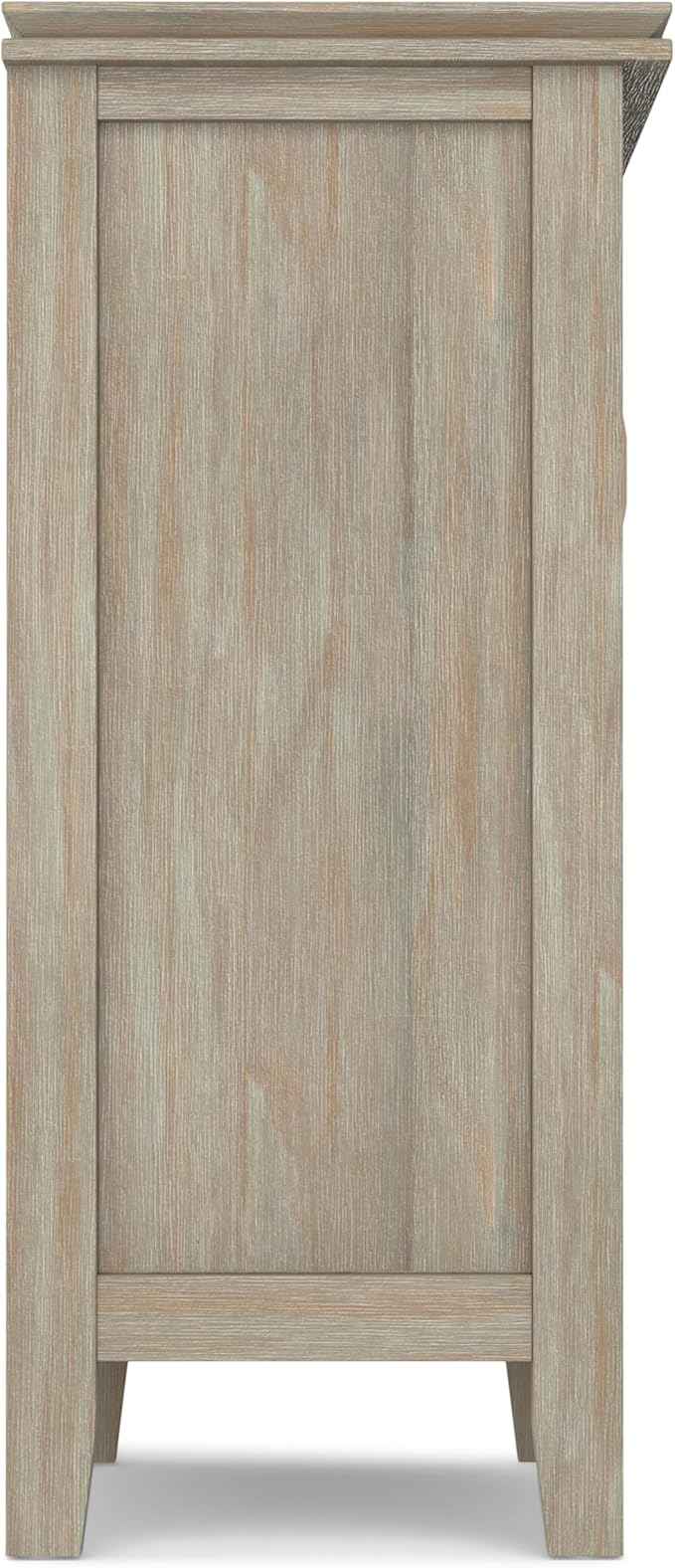 SIMPLIHOME Artisan SOLID WOOD 30 Inch Wide Contemporary Low Storage Cabinet in Distressed Grey, For the Living Room, Entryway and Family Room