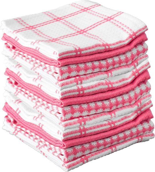 T-FAL Premium Waffle Dish Cloths: Highly Absorbent, Super Soft Long Lasting - 100% Cotton, 12"x13" Towel for Cleaning & Drying, (12-Pack), Pink - Nestoria