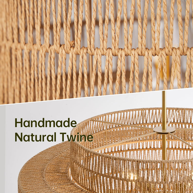 30" Rattan Chandelier for Dining Room