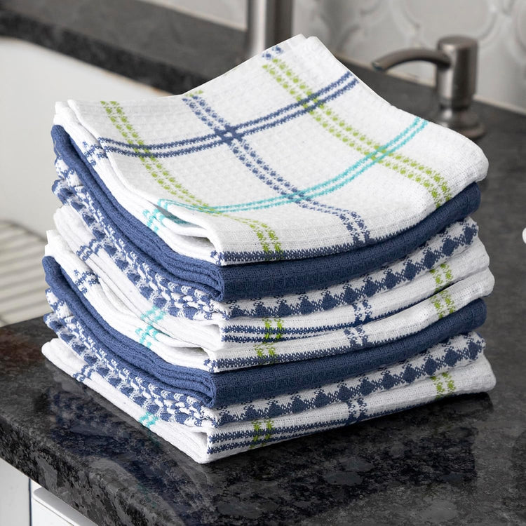 T-fal Premium Waffle Dish Cloths (8-Pack), 12"x13" Highly Absorbent, Super Soft Long Lasting 100% Cotton Flat Waffle Dish Towel for Washing Dishes, Cool - Nestoria