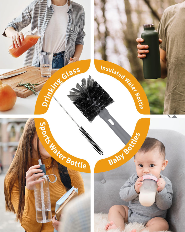 Water Bottle Brush and Straw Cleaner Brush with Long Handle
