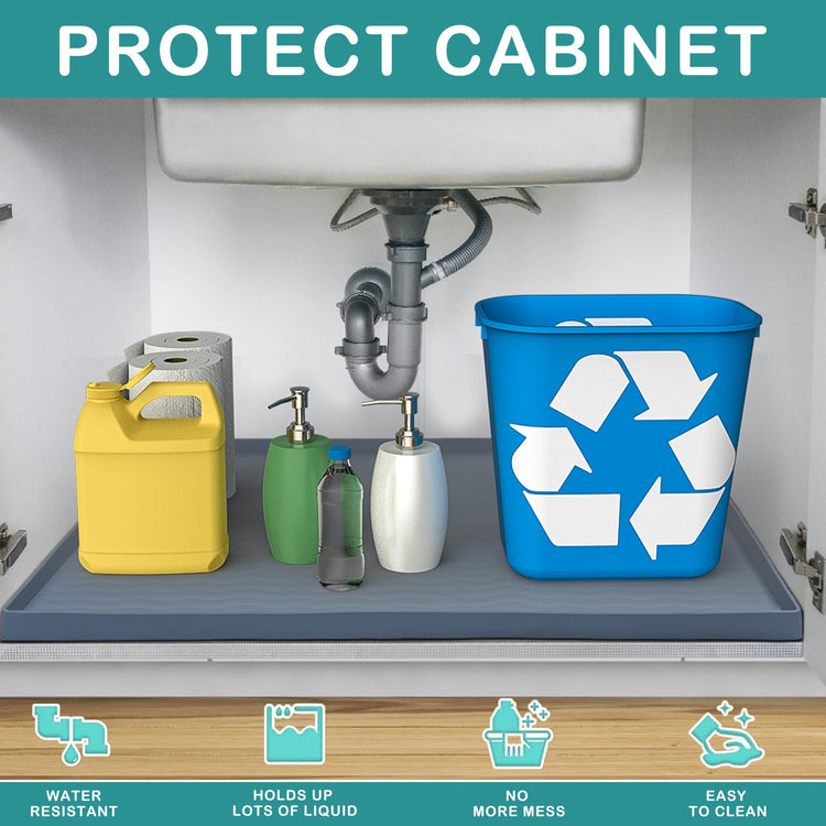 Waterproof Silicone Under Sink Mat 16'' x 10'' Shelf Liner for Kitchen and Bathroom (160 sq inch)