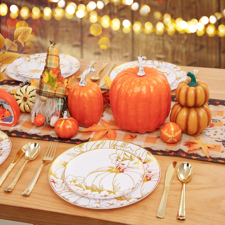 60PCS Thanksgiving Plates & Gold Pumpkin Plates (60 Count)