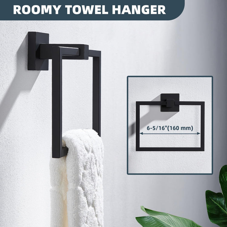 Matte Black Square Towel Holder for Bathroom