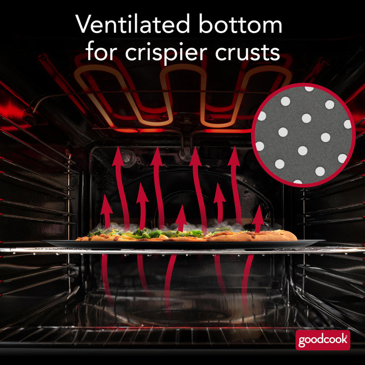 AirPerfect Insulated Nonstick Carbon Steel Pizza Pan with Cutting Guides