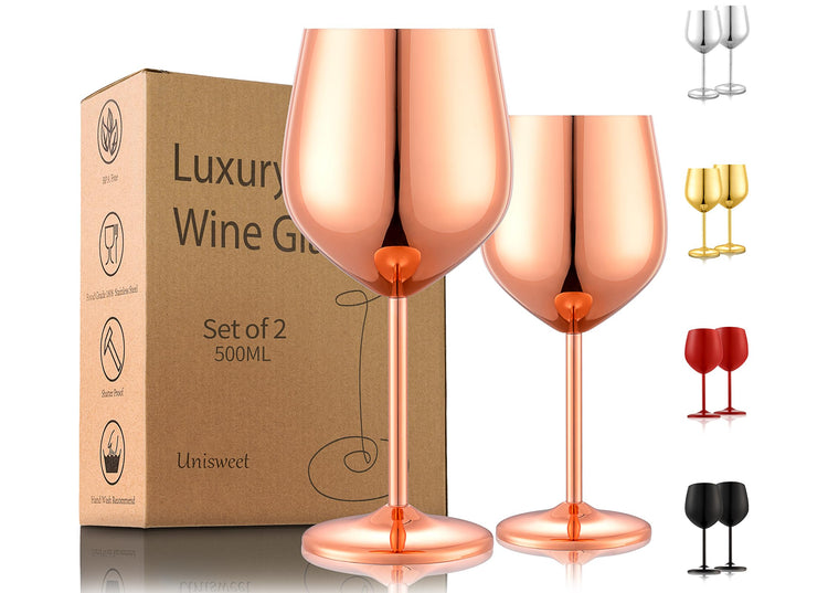 Unbreakable Stainless Steel Wine Glasses Set of 2 (2 Count)