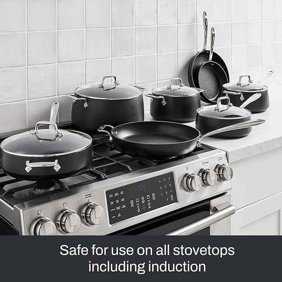 All-Clad HA1 Expert Hard Anodized Nonstick Cookware Set (13 Piece) Pots, Frying Pans, Dishwasher-Safe, Oven-Safe Up to 500°F Compatible with All Stovetops (Gas, Electric & Induction) - Black